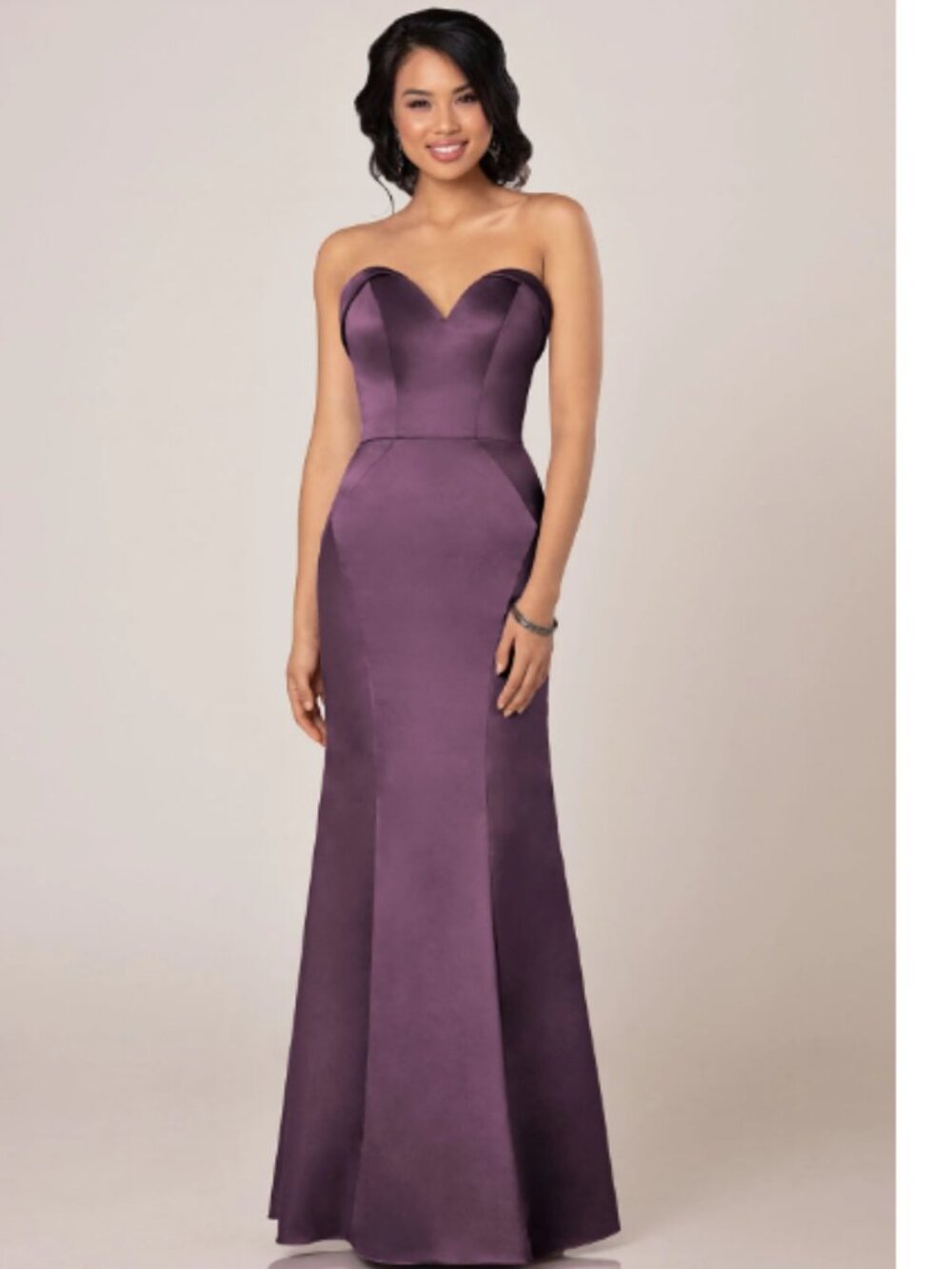 Aubergine Sweetheart Satin Fitted Gown Style 9242 Size 10